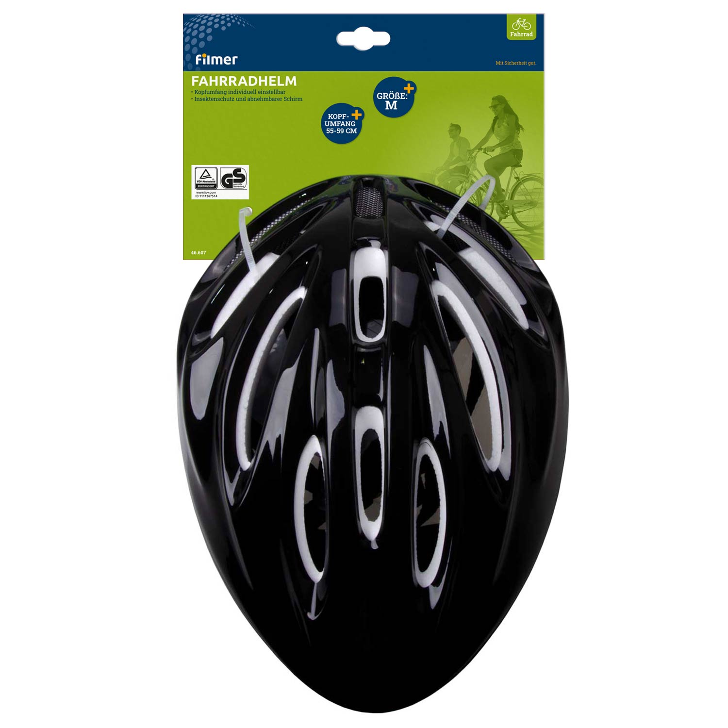 Fahrradhelm                   schwarz glänzend