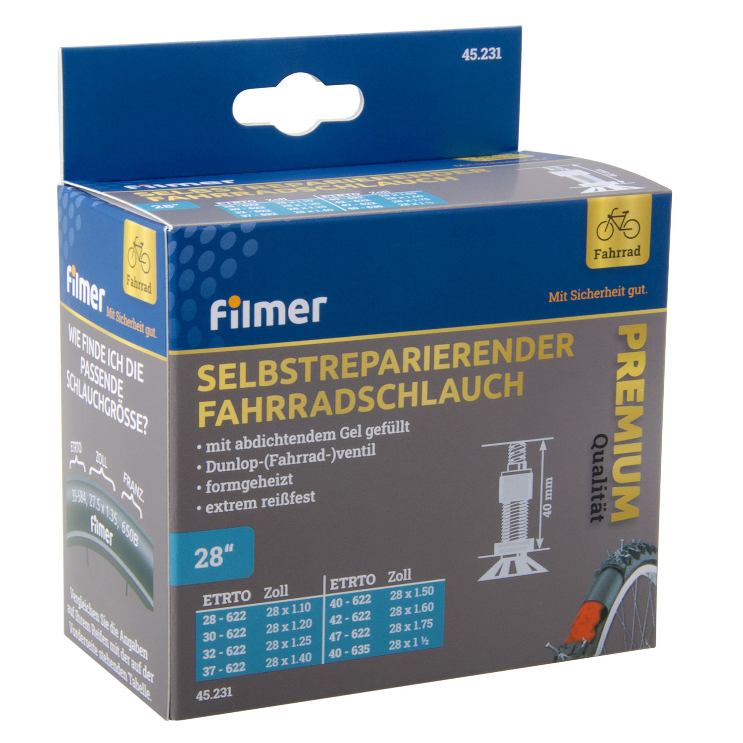 Selbstreparierender Schlauch  28 Zoll, Dunlop-Ventil