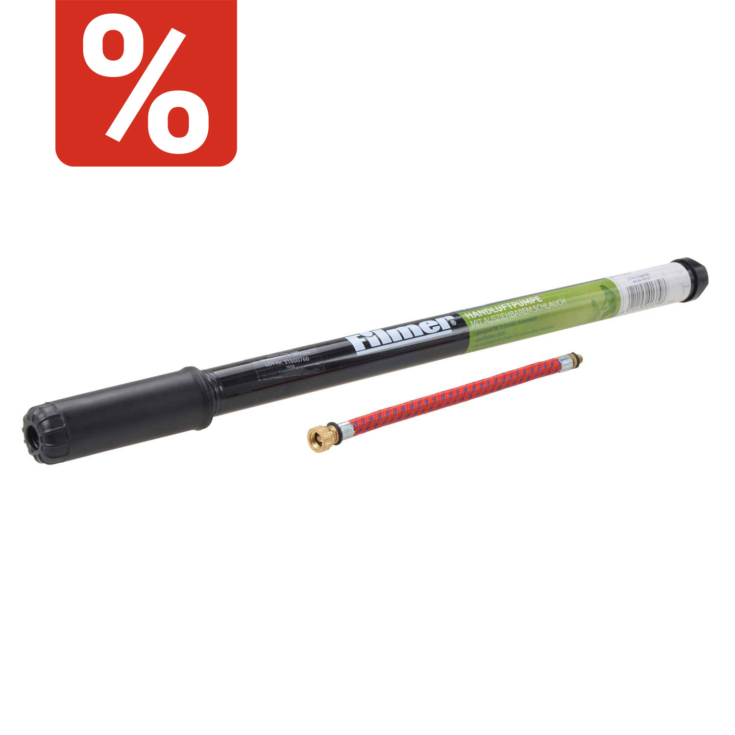 Handluftpumpe mit ausziehbarem Schlauch