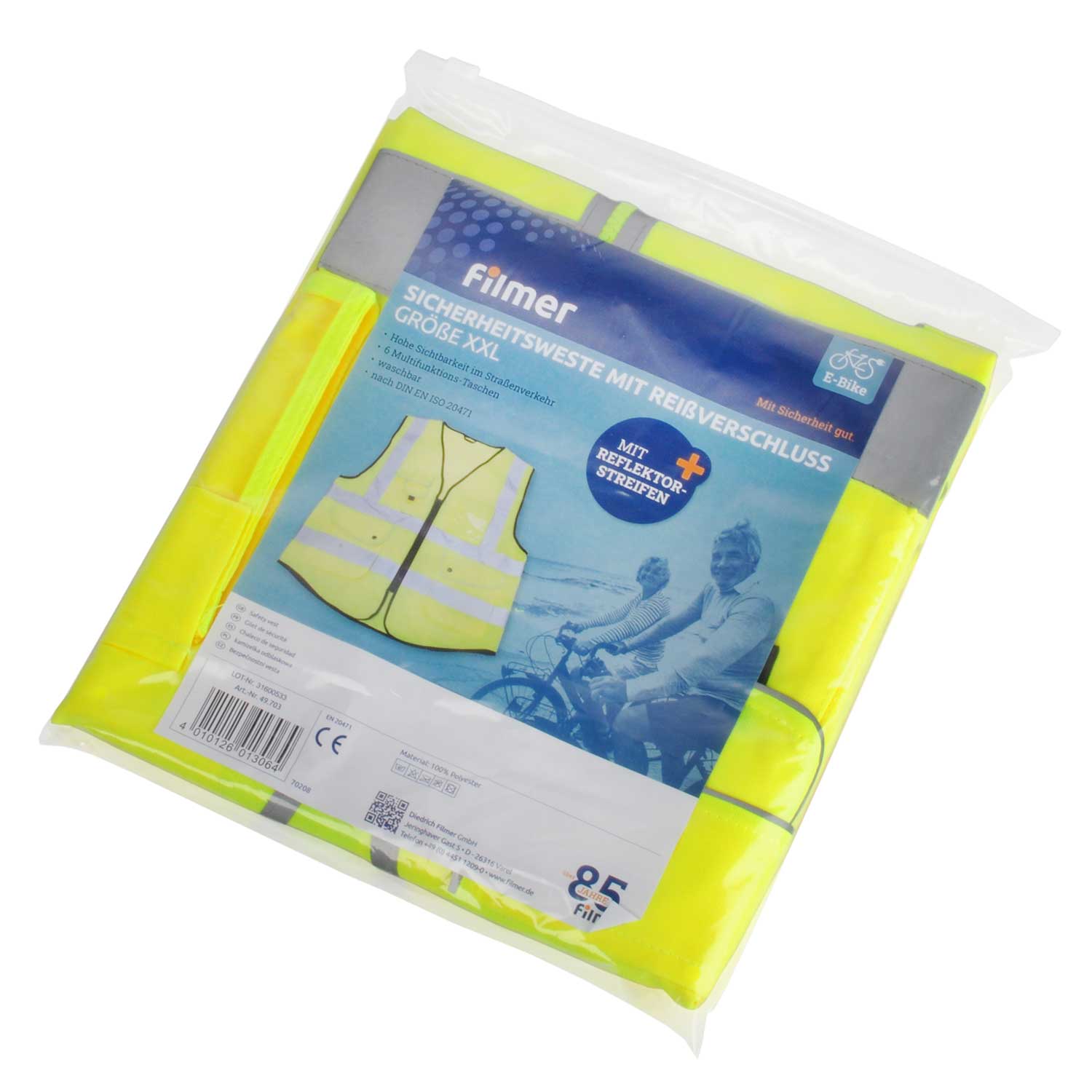 Warnweste Größe XXL mit Reißverschluss