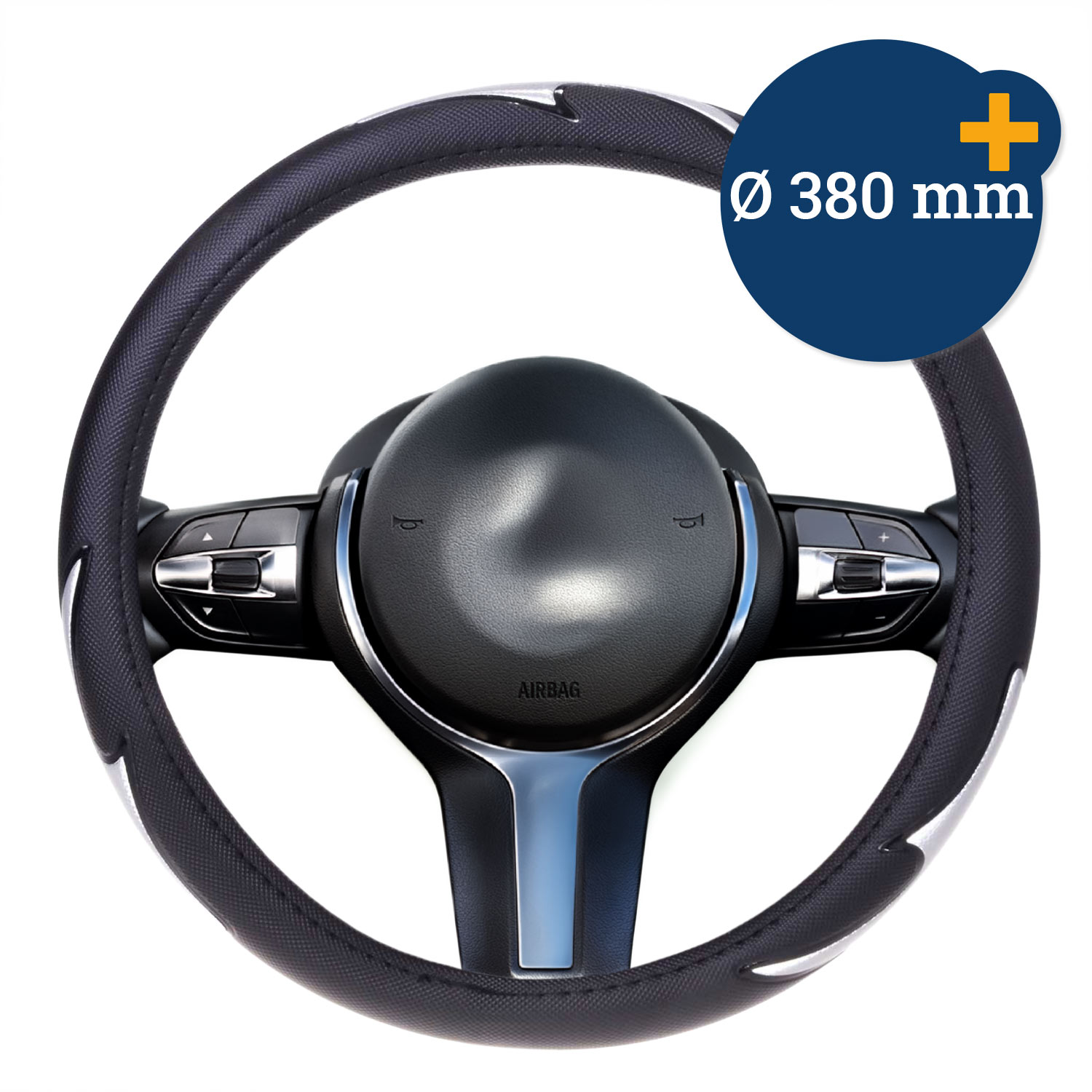 Lenkrad-Überzug Sport schwarz-silber