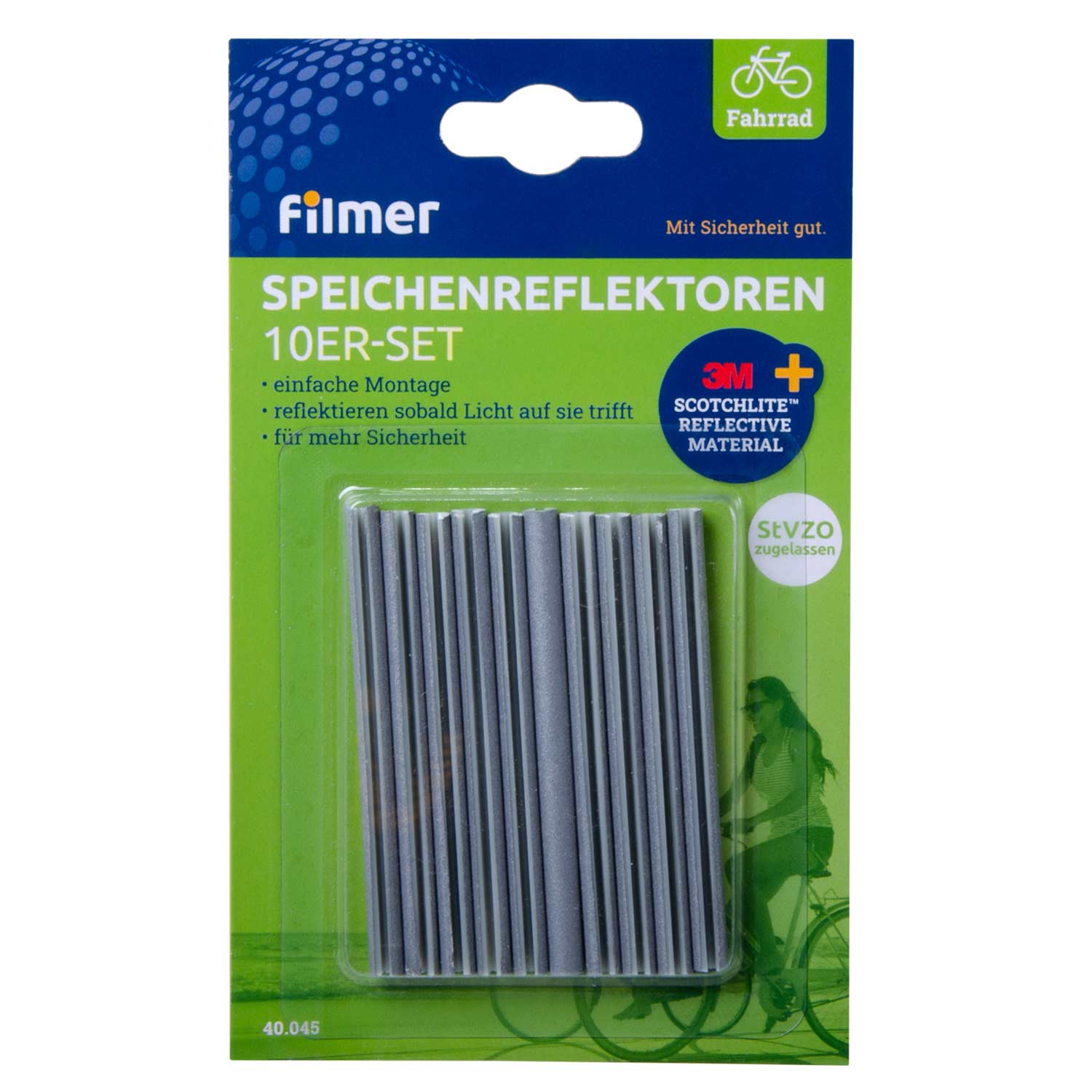 Speichenreflektoren silber 10er-Set