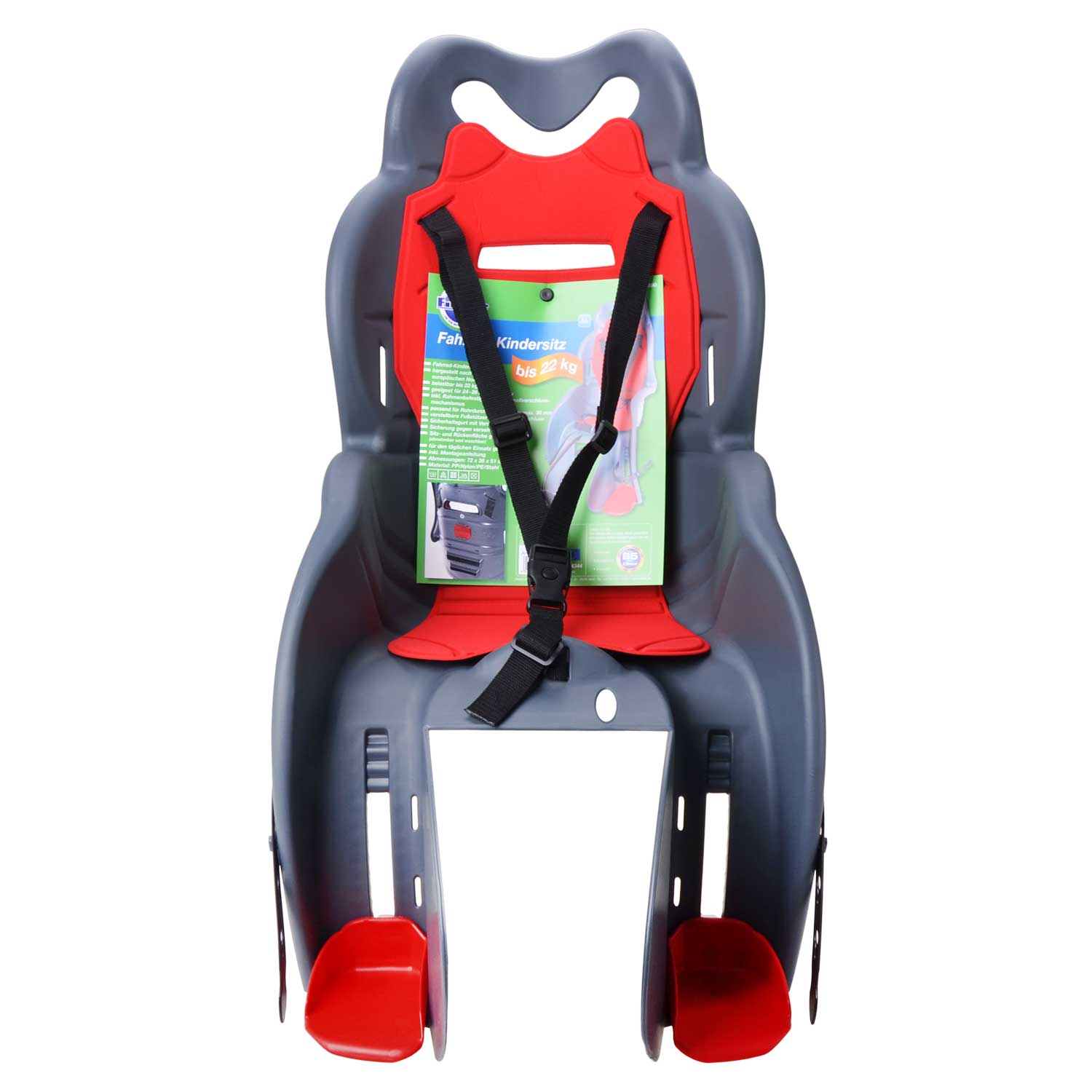 Fahrrad-Kindersitz Calippo dunkelgrau/rot