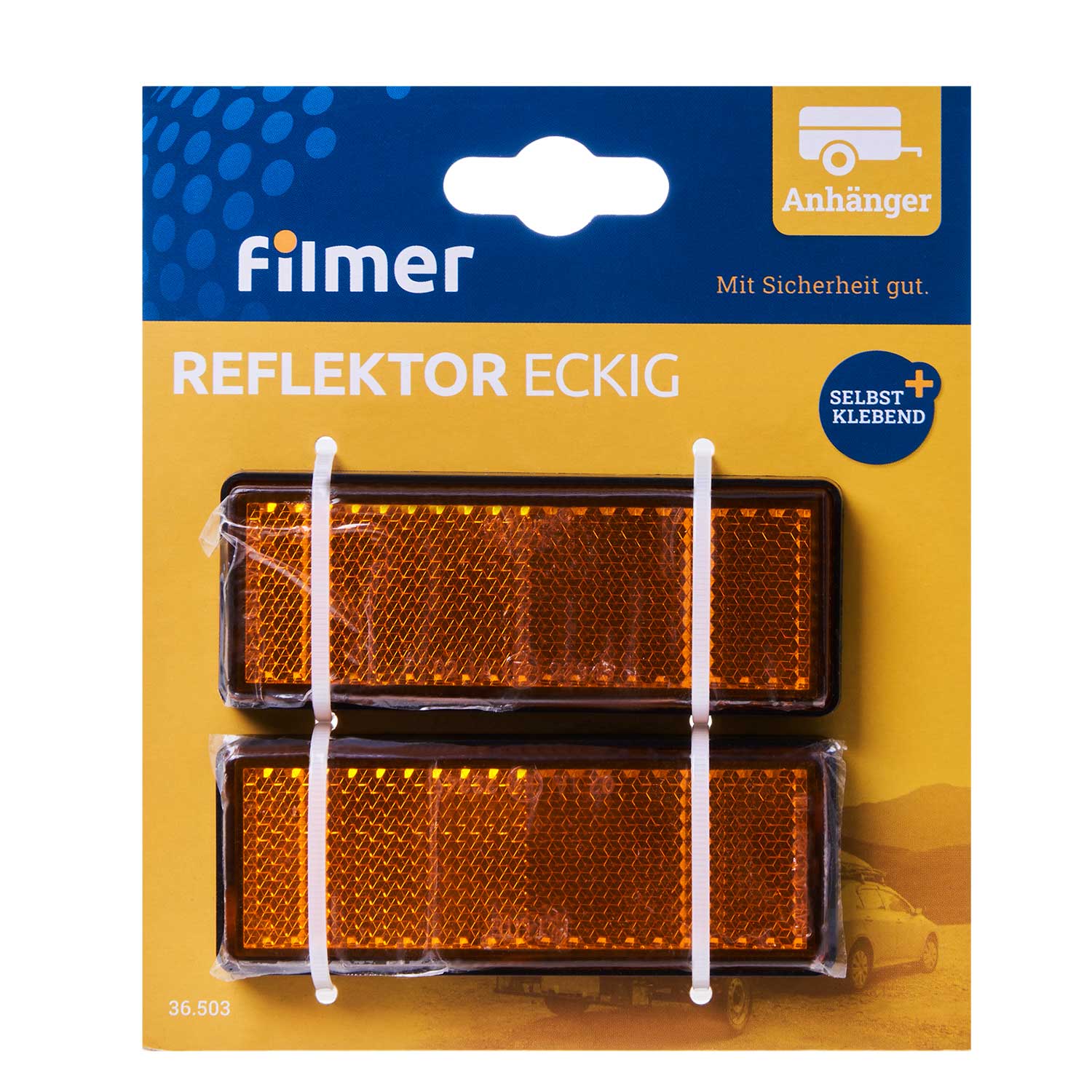 Reflektor eckig orange 2er-Set zum Ankleben