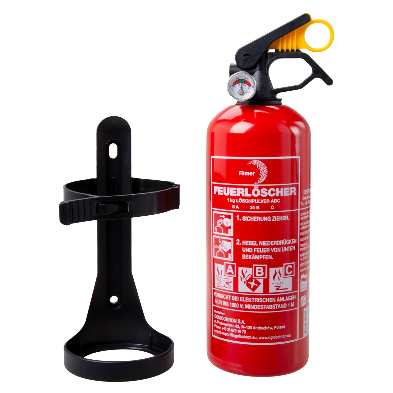 Feuerlöscher ABC 1 kg mit Halterung