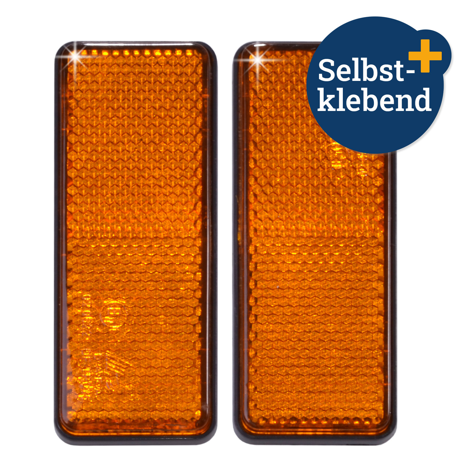 Reflektor eckig orange 2er-Set zum Ankleben
