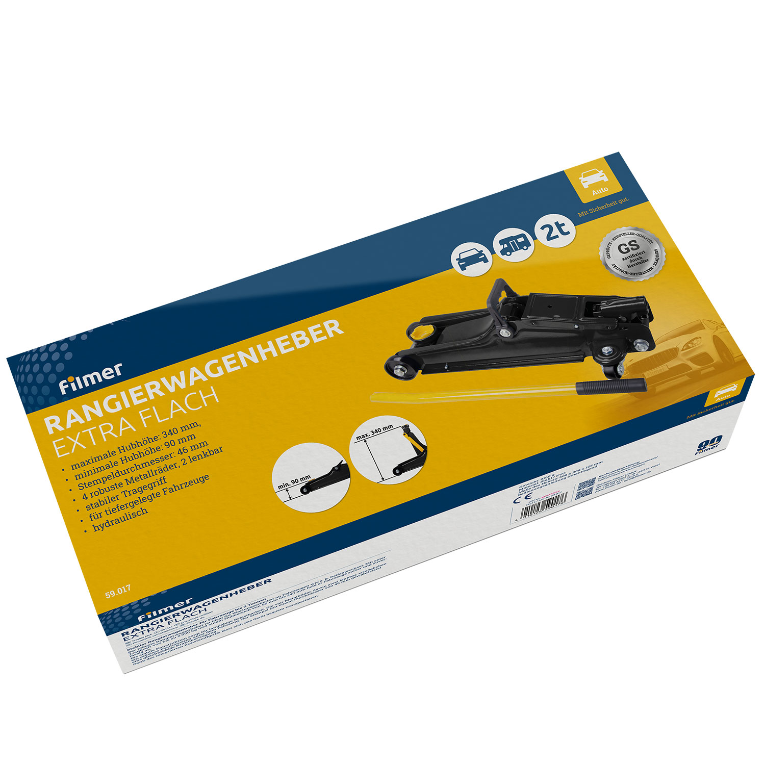 Rangierwagenheber Profi 2t    für tiefergelegte Fahrzeuge