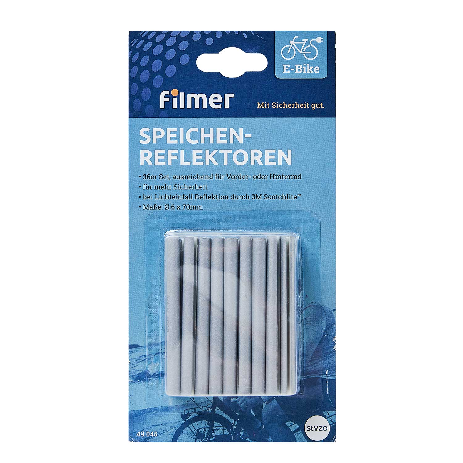 Speichenreflektoren silber 36er-Set