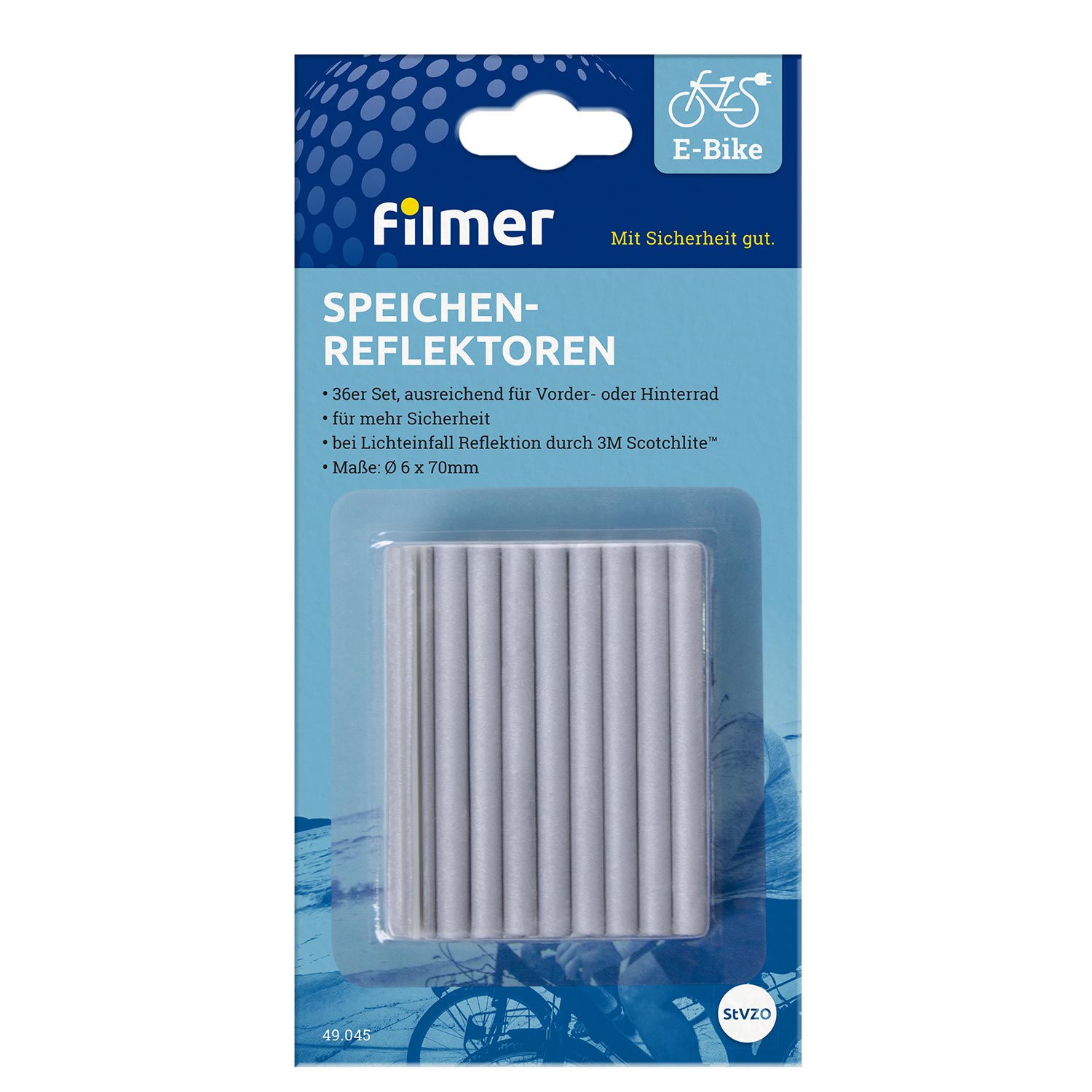 Speichenreflektoren silber 36er-Set
