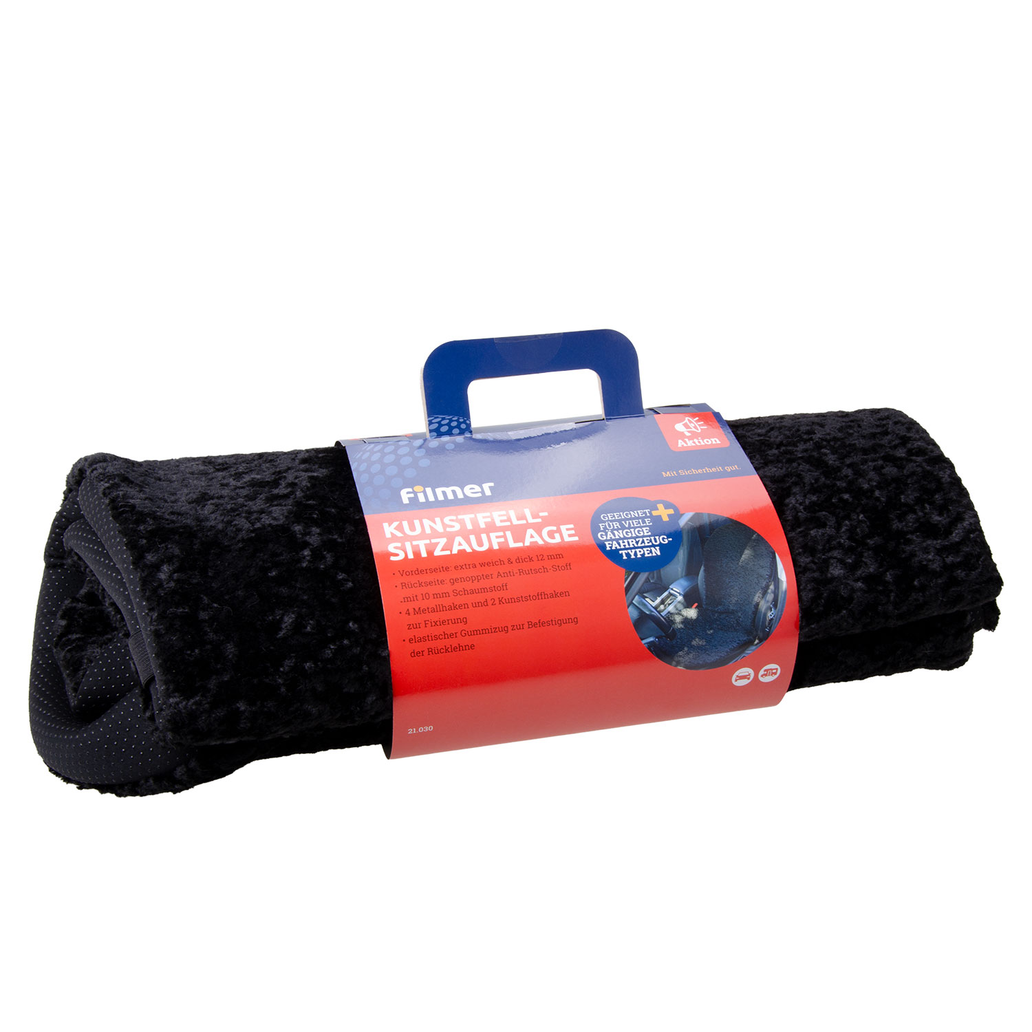 Kunstfell-Sitzauflage schwarz