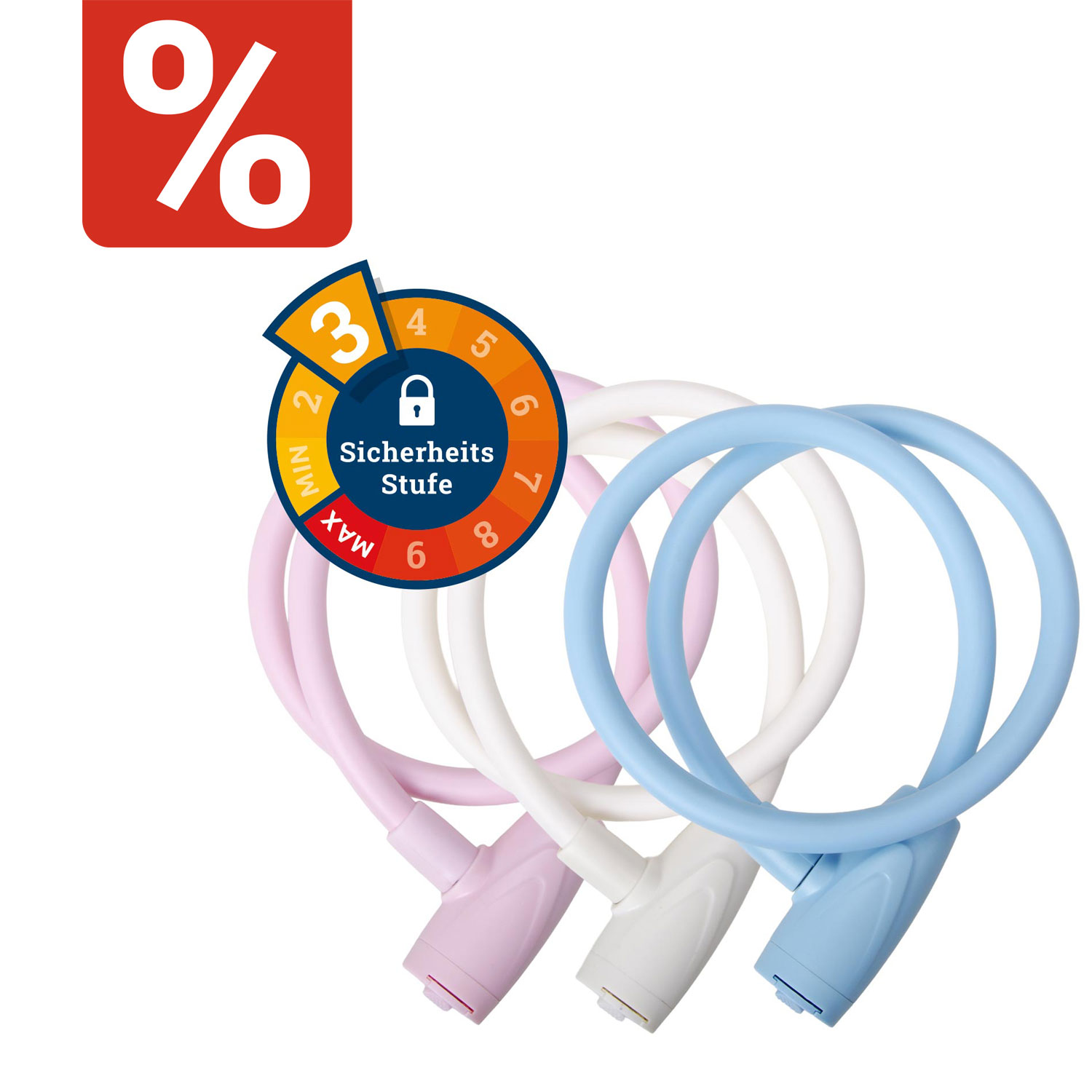 Spiralkabelschloss 80/12 Pastell