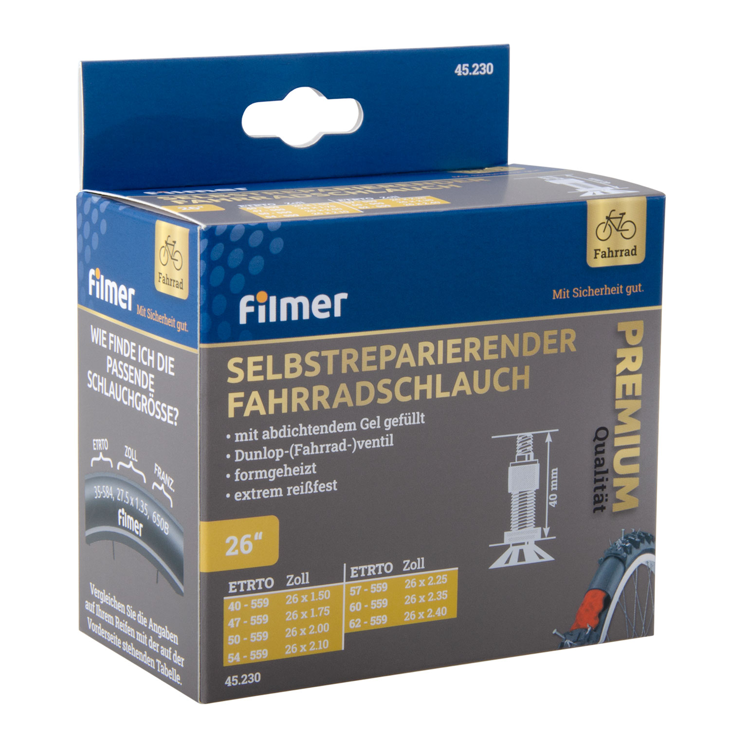 Selbstreparierender Schlauch  26 Zoll, Dunlop-Ventil