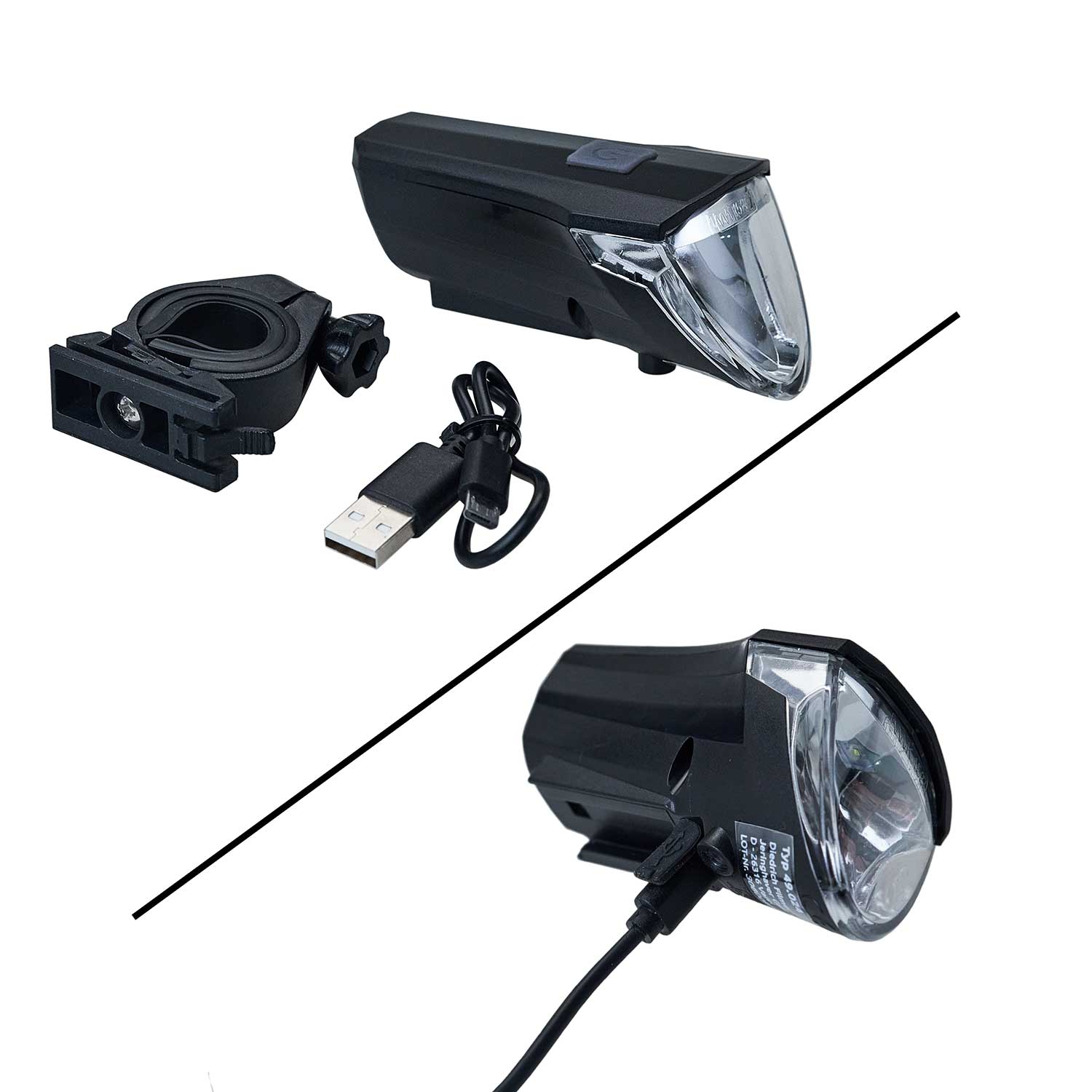 LED-Frontlicht Akku 60 LUX