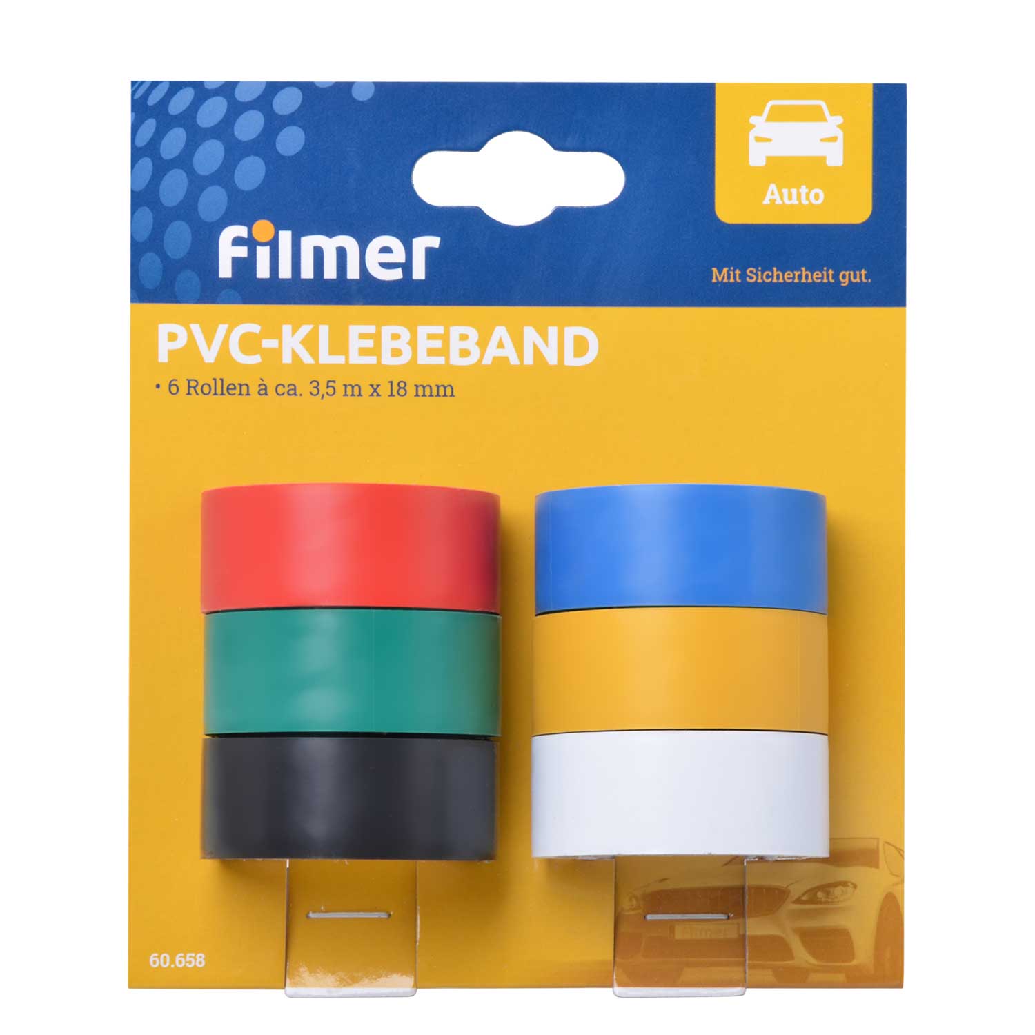 PVC-Klebeband farbig 6 Rollen à 3.5 Meter