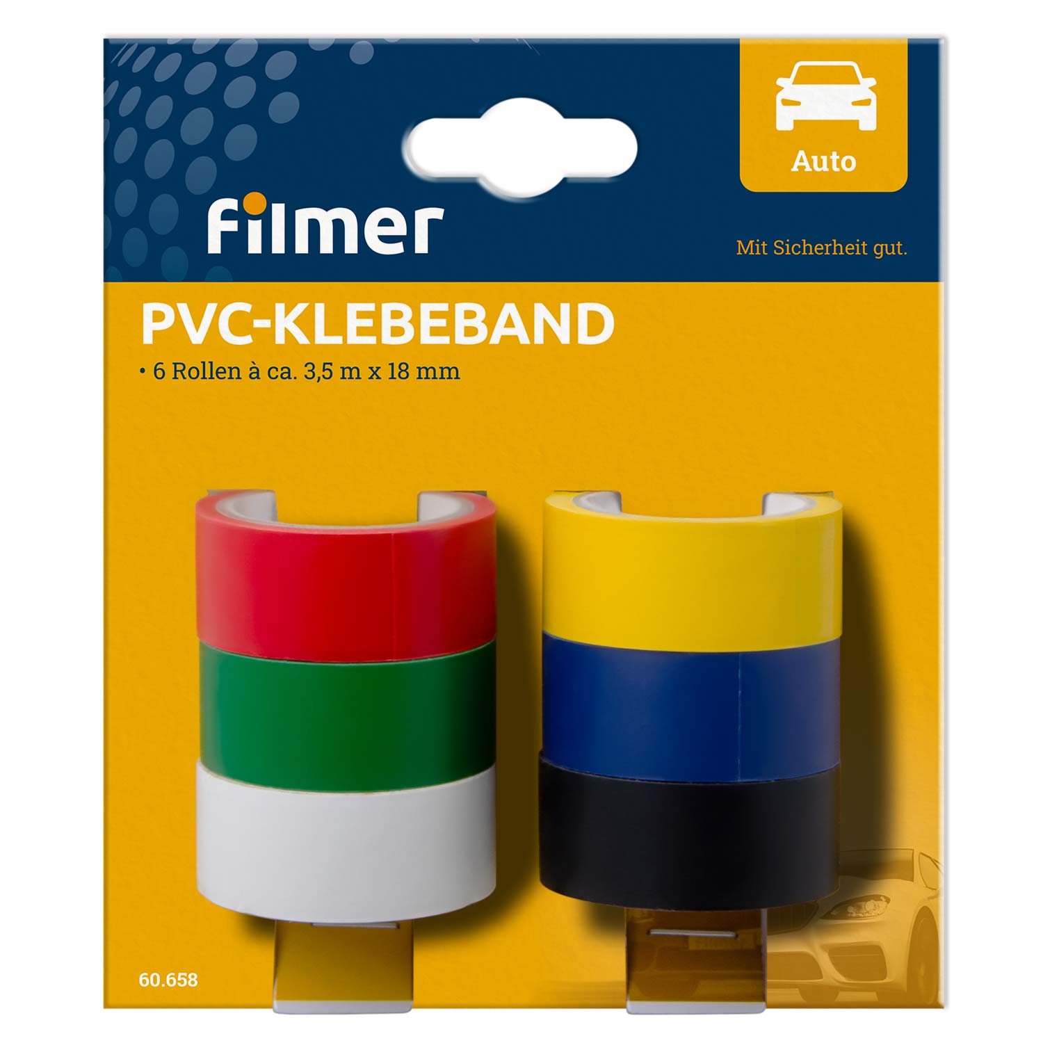 PVC-Klebeband farbig 6 Rollen à 3.5 Meter