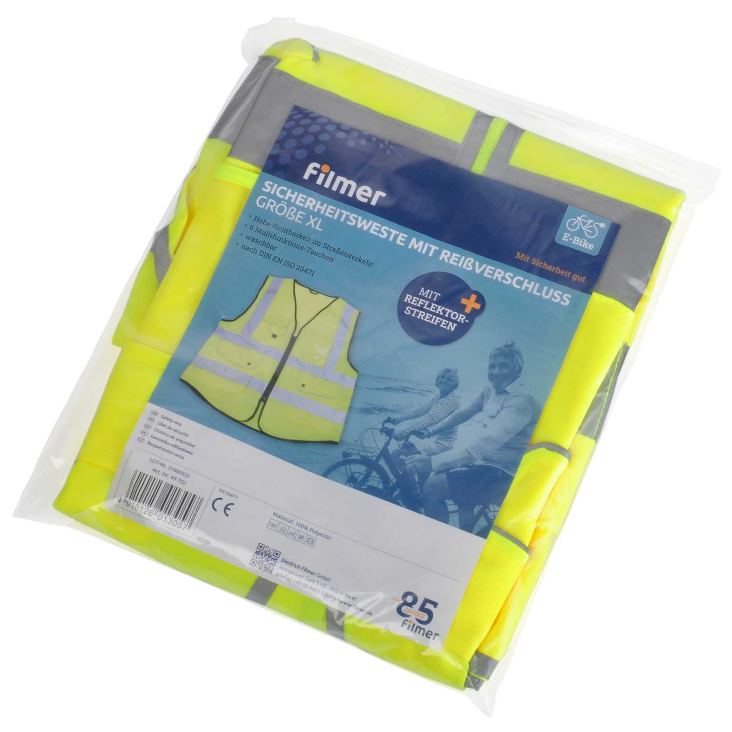 Warnweste Größe XL mit Reißverschluss