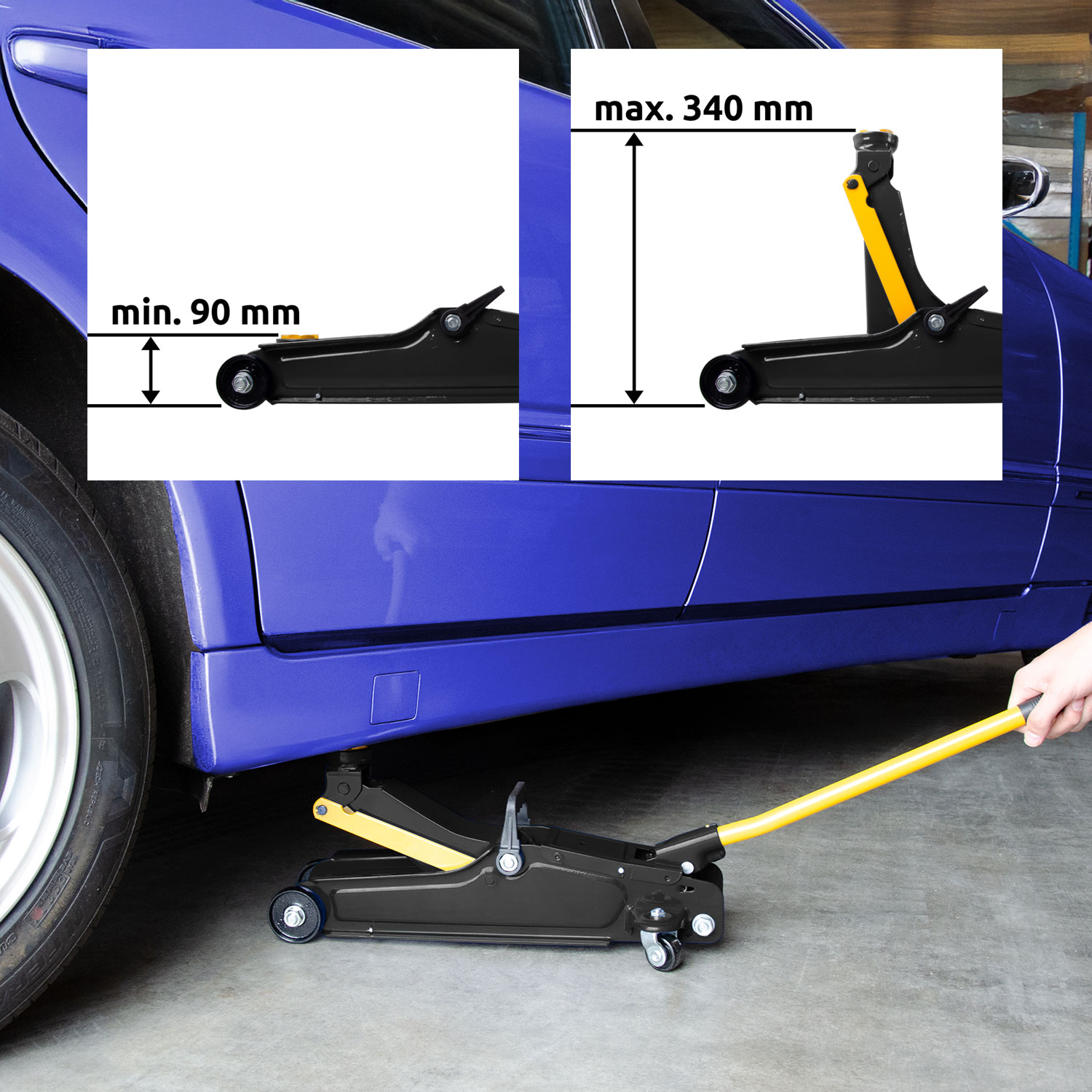 Rangierwagenheber Profi 2t    für tiefergelegte Fahrzeuge