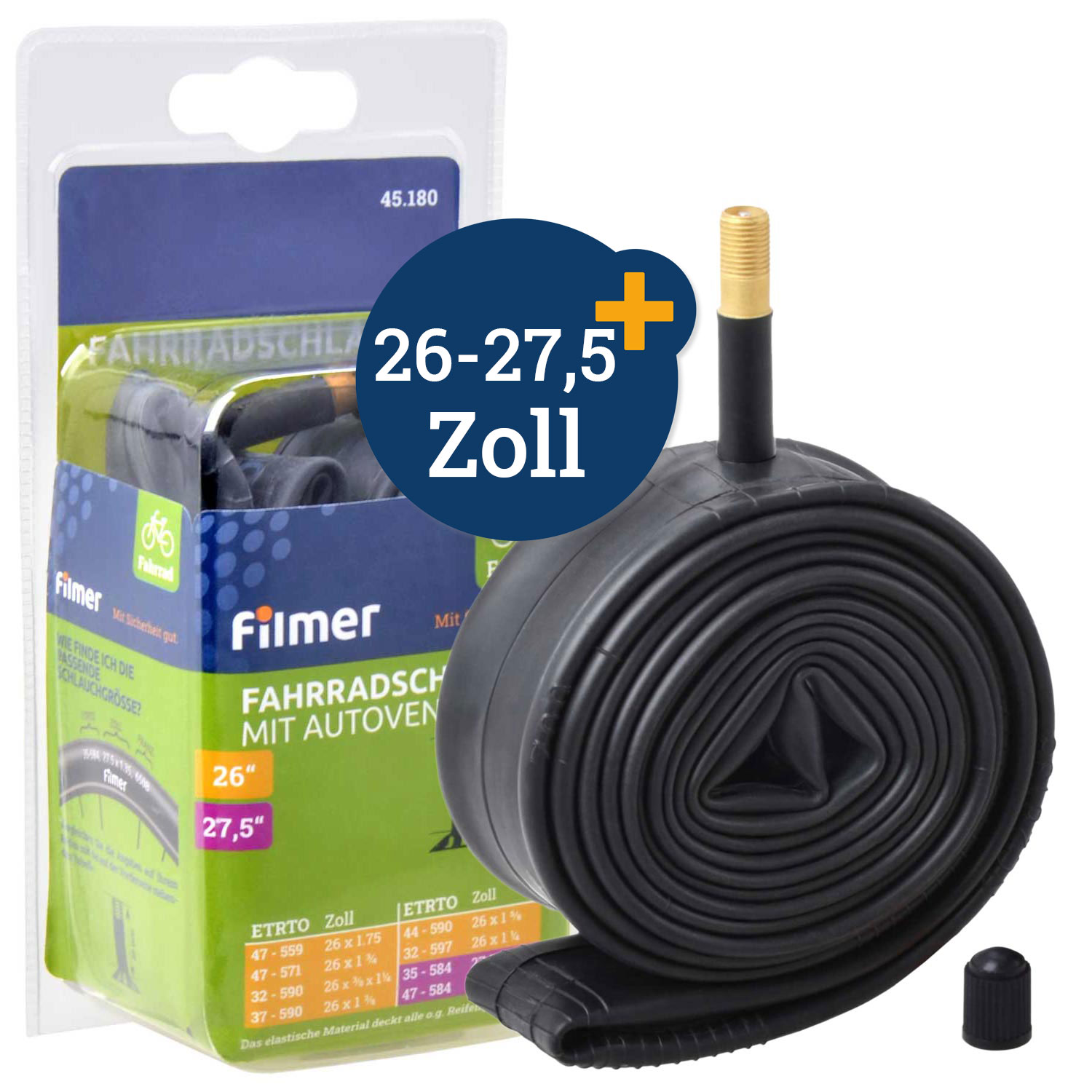 DB Fahrradschlauch 26 - 27,5  Zoll Autoventil