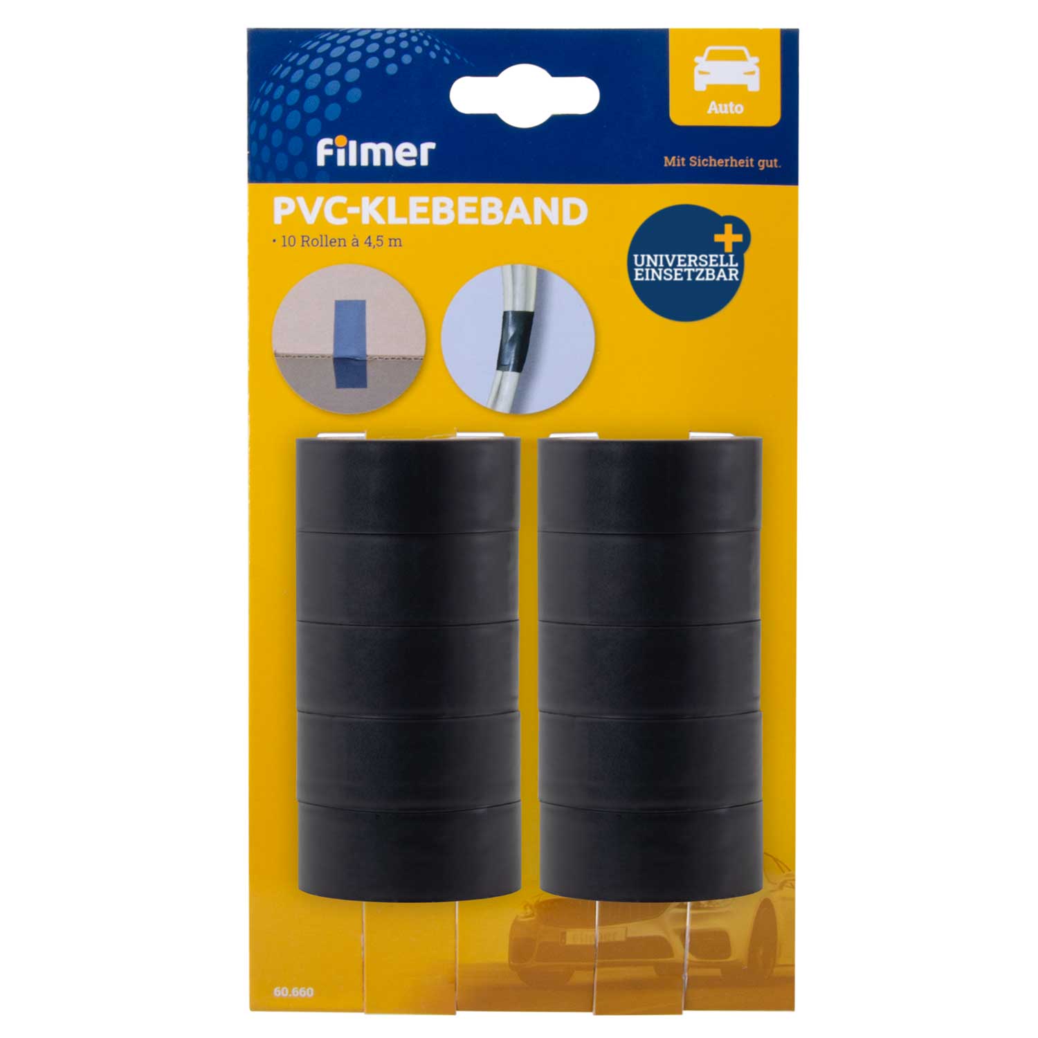 PVC-Klebeband schwarz 10 Rollen à 4,5m