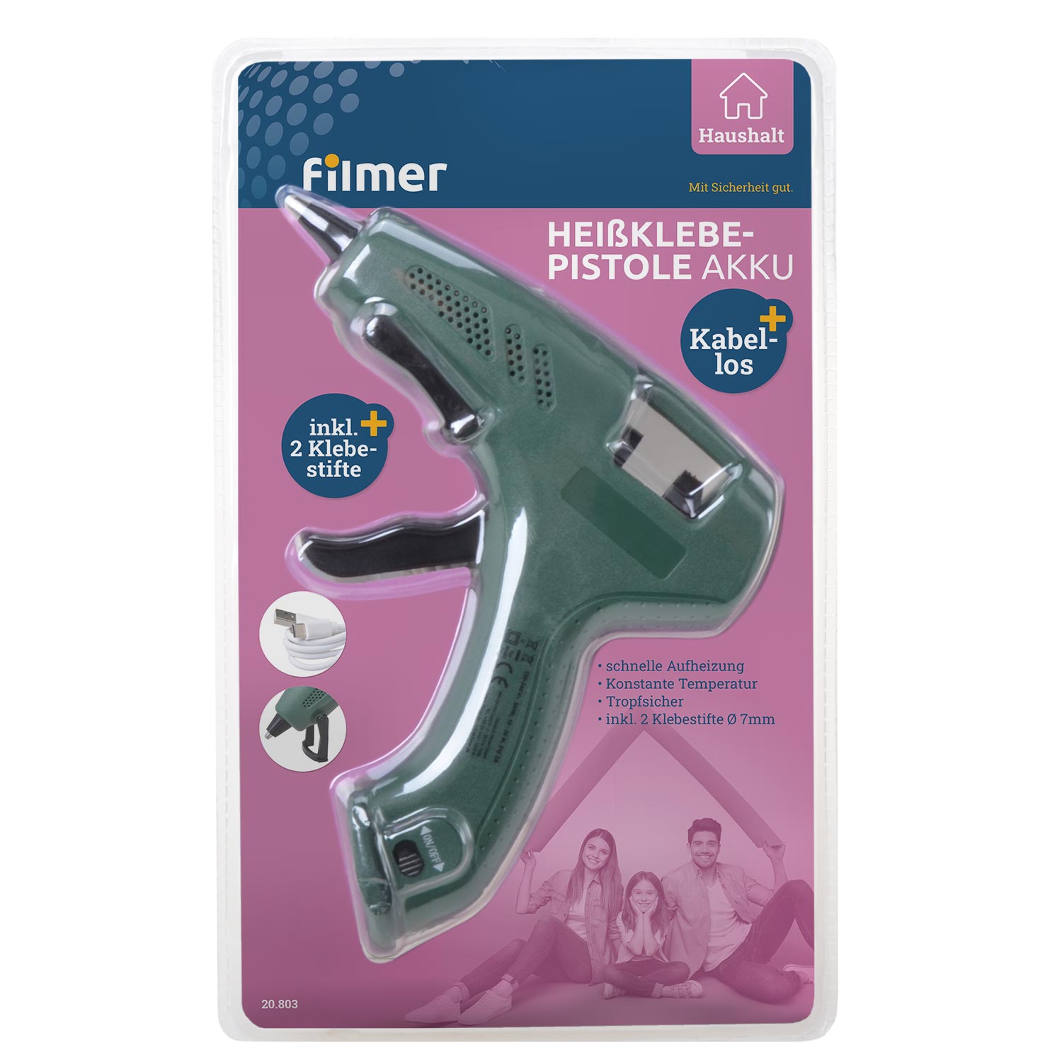 Heißklebepistole Akku, 7 mm,  PVC