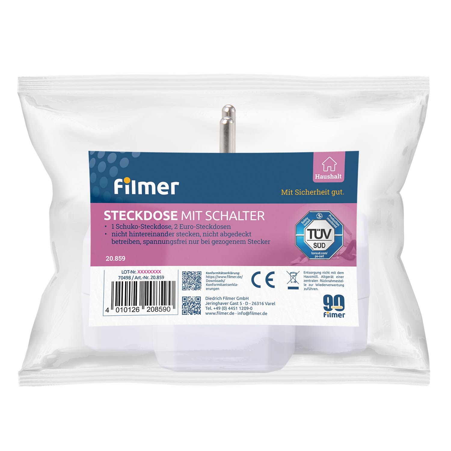 Steckdose 3-fach mit Schalter TÜV