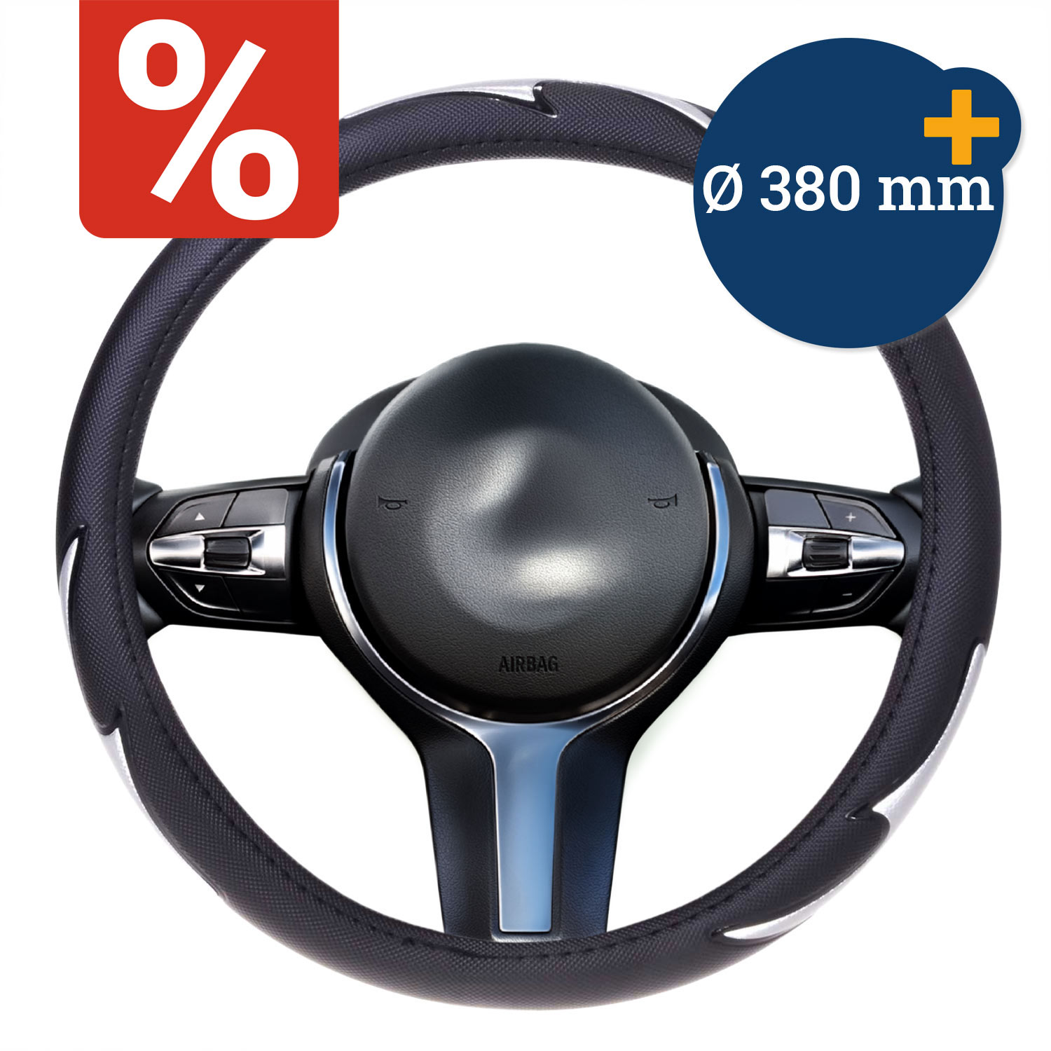 Lenkrad-Überzug Sport schwarz-silber