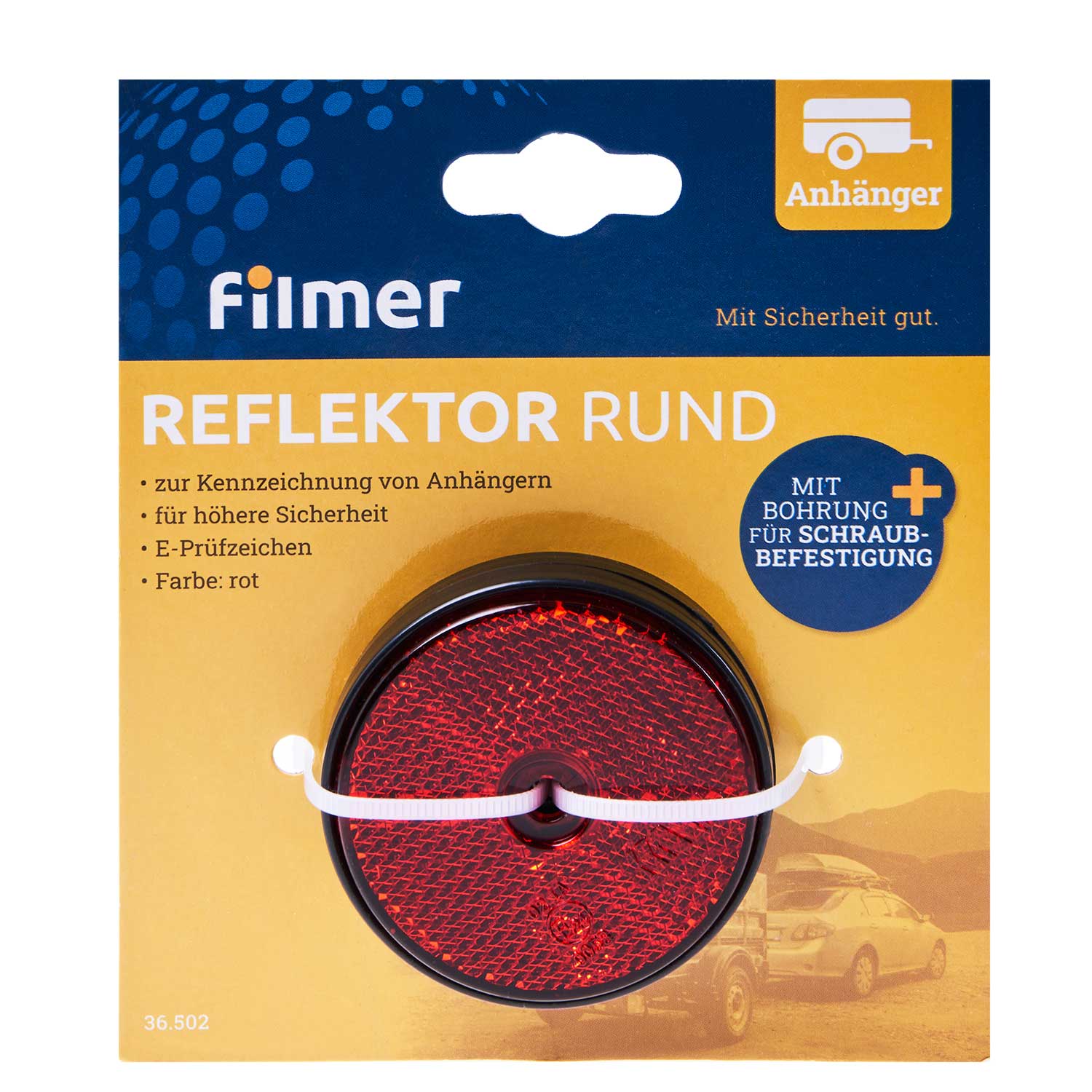 Reflektor rund rot 2er-Set zum Anschrauben