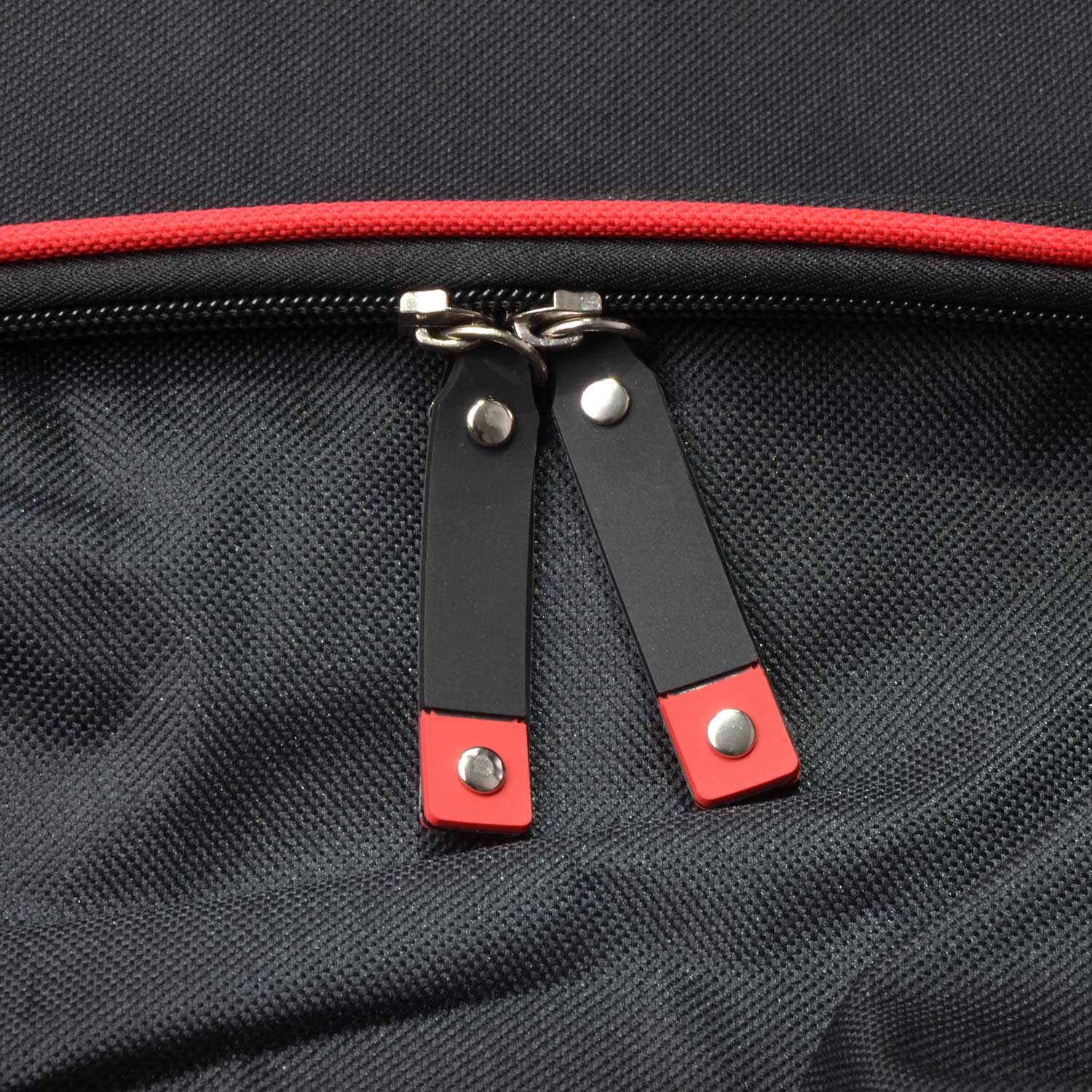 Fahrrad-Doppeltasche rot/schwarz mit Reflektorstreifen
