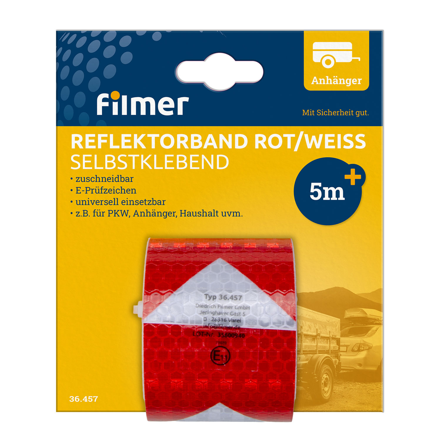 Reflektorband rot/weiß        selbstklebend