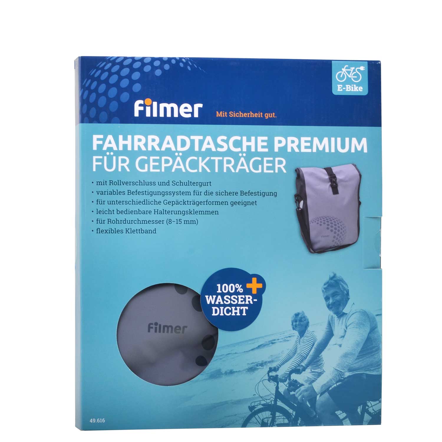 Fahrradtasche Premium grau für Gepäckträger