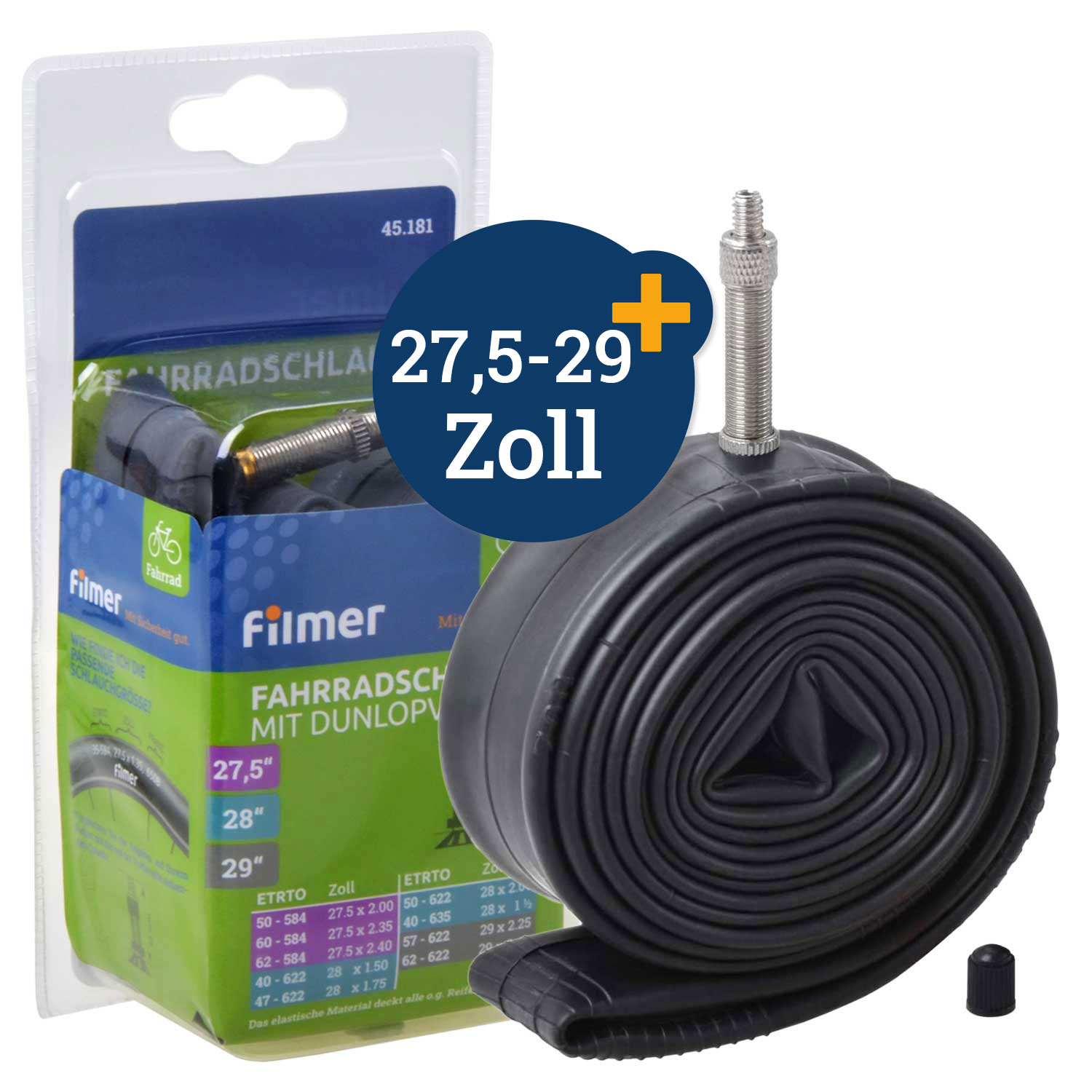 DB Fahrradschlauch 27,5 - 29  Zoll Dunlop