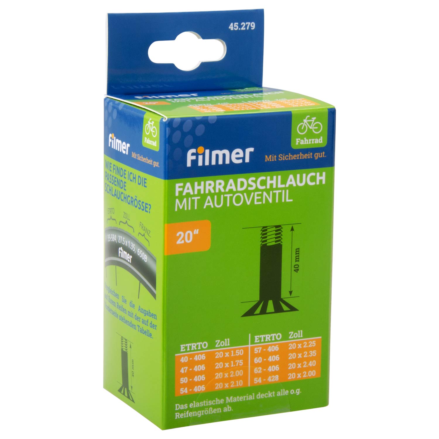 Fahrradschlauch 20 Zoll       Autoventil