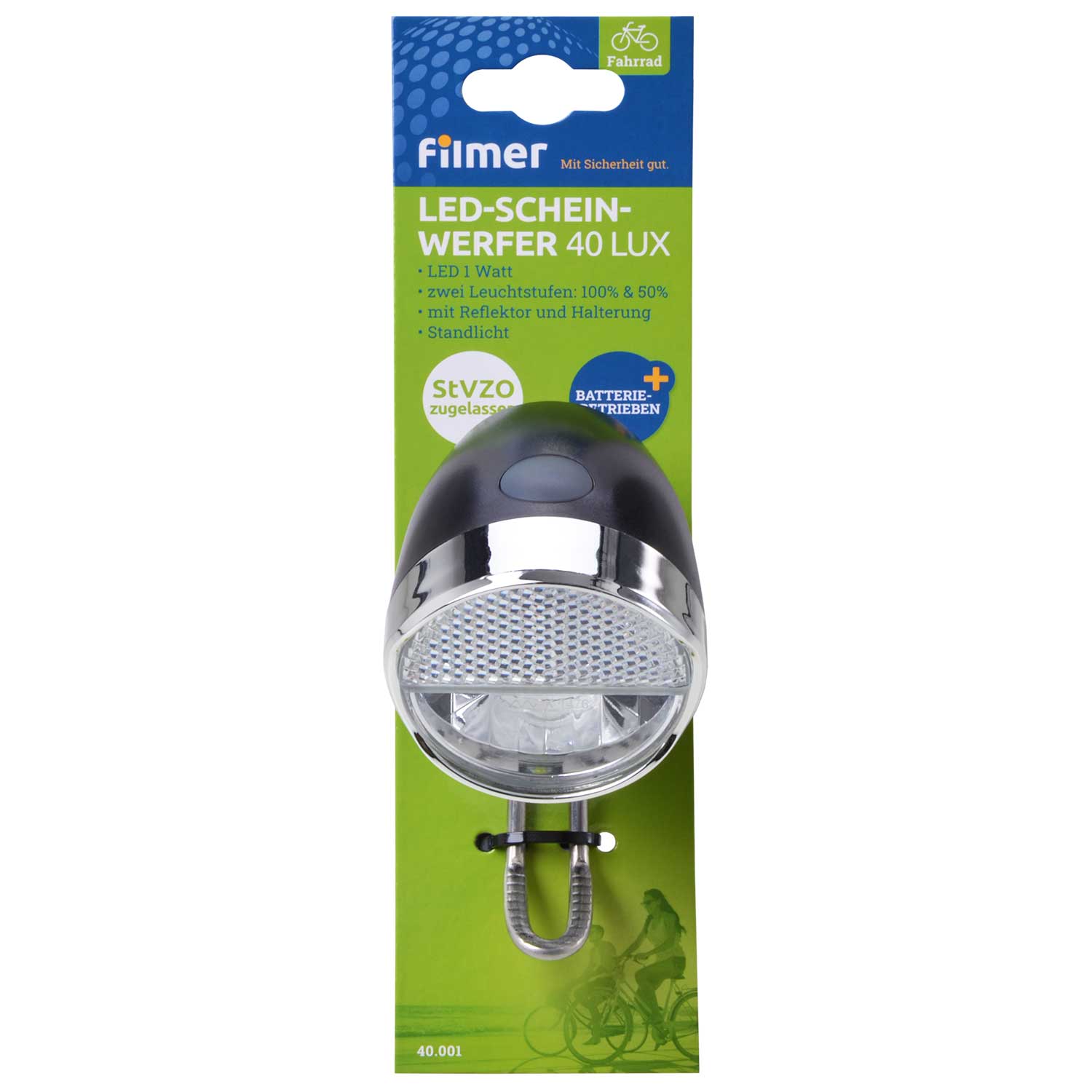 LED-Batterie-Frontlicht 40 LUX