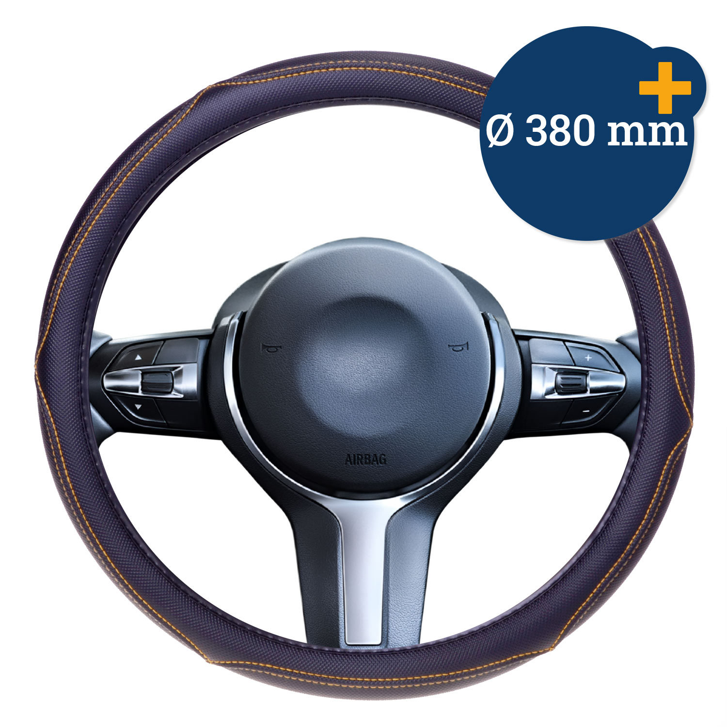 Lenkrad-Überzug Luxus anthrazit mit gelber Ziernaht