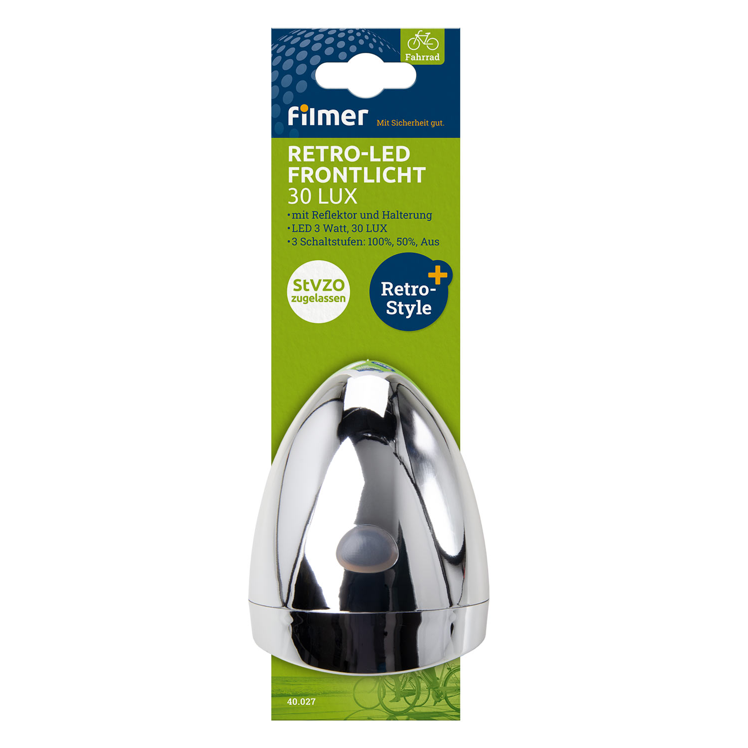 LED-Batterie-Frontlicht 30 LUX Retro