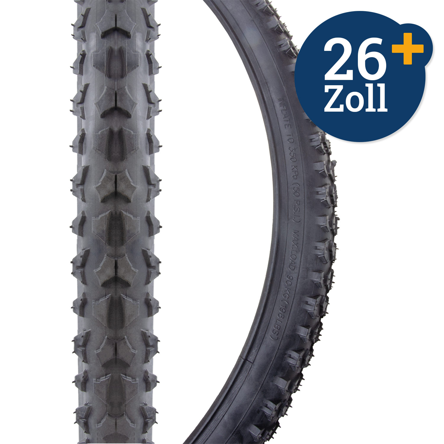 Fahrraddecke 26x2,125 MTB  Stollenprofil schwarz