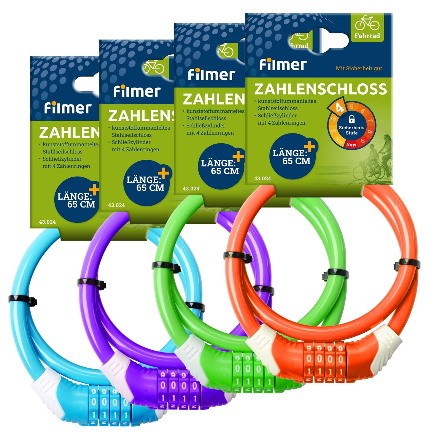 Zahlenschloss 4-Ringe 65/10