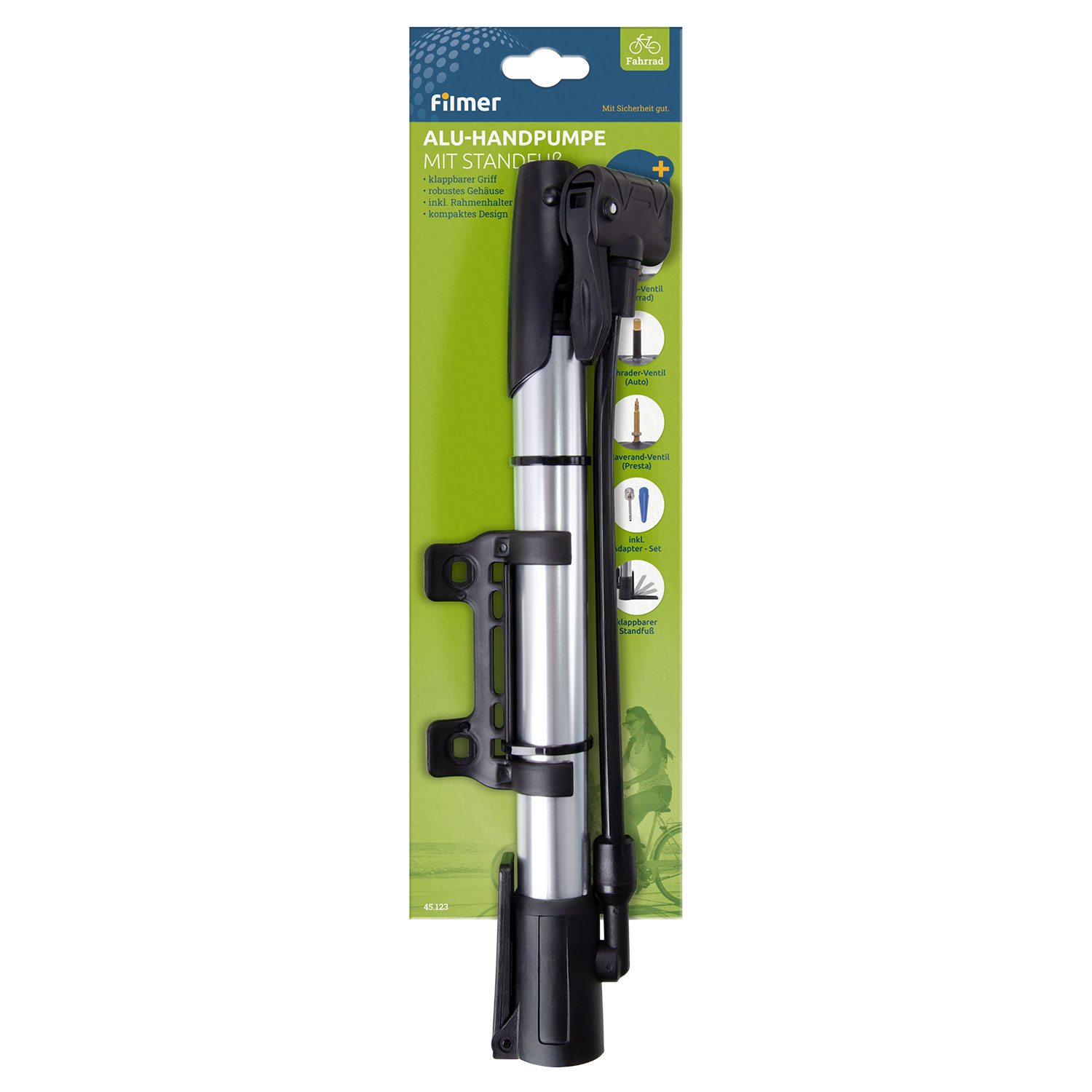 Alu-Hand- und Standluftpumpe  mit Standfuß